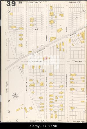 Brooklyn Vol. A Plate No. 39 [Karte begrenzt durch 54th St., 14thAve., 58th St., 12th Ave.] 1884 - 1936 Stockfoto