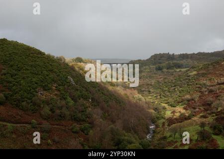 Das Meldon Viaduct und das West Okement Valley, Devon, England Stockfoto