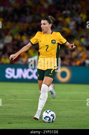 Brisbane, Australien. 28. November 2024, Steph Catley während des internationalen Freundschaftsspiels, Australien gegen Brasilien. Quelle: Kleber Osorio/Alamy Live News Stockfoto