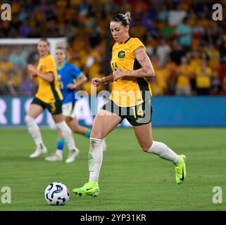 Brisbane, Australien. November 2024, Alanna Kennedy während des internationalen Freundschaftsspiels, Australien gegen Brasilien. Quelle: Kleber Osorio/Alamy Live News Stockfoto