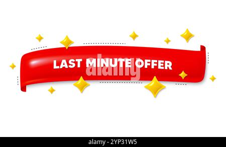 Last-Minute-Angebot. Sonderpreisschild. Rotes 3D-Band. Vektor Stock Vektor