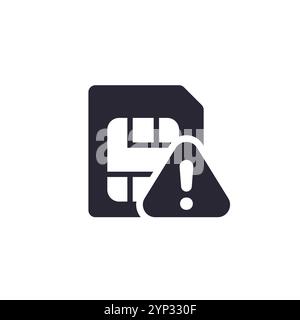 SIM-Kartenfehler-Symbol, Warnpiktogramm Stock Vektor