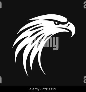 Abstraktes Adlersymbol. Vogelkopf-Vektor-Maskottchen. Schwarz-weiß-Vektorillustration Stock Vektor