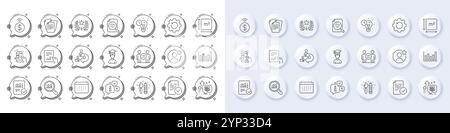 Zeilensymbole für Ethik, Kalender und Zeitmanagement. Für Web-App drucken. Zeilensymbole. Vektor Stock Vektor