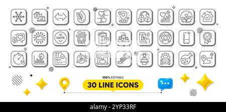Inkubator, Like- und Voting-Kampagnenzeilen-Icons-Paket. Für Web-App. 3D-Designelemente. Vektor Stock Vektor