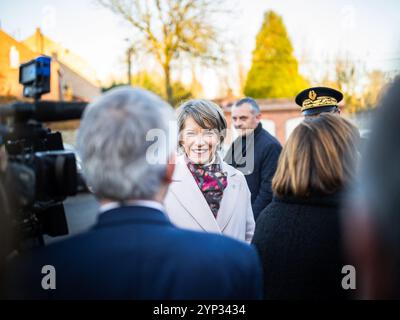 Die französische Bildungsministerin Anne Genetet am 28. November 2024 in Marcq-en-Barœul, Hauts-de-France, Frankreich. Foto: Timo Claeys/ABACAPRESS. COM Credit: Abaca Press/Alamy Live News Stockfoto