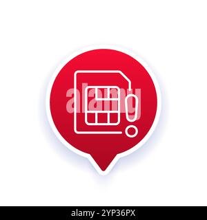 SIM-Kartenfehler-Symbol, Linienvektordesign Stock Vektor