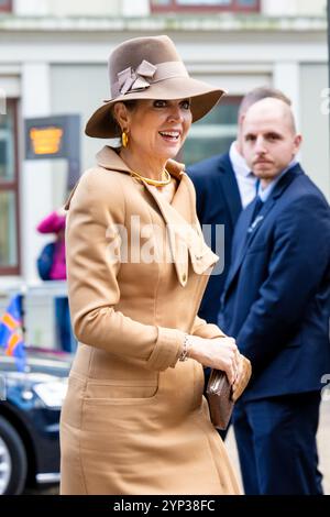 Den Haag, Niederlande, 28.11.2024, 14:27:51 DER HAAG, 28.11.2024, Mauritshuis Ihre Majestät Königin Máxima wird am Donnerstagnachmittag, 28. November, bei der Unterzeichnung der internationalen Zusammenarbeit zwischen dem Prinzessin-Máxima-Zentrum für pädiatrische Onkologie, dem Hopp-Kinderkrebszentrum in Heidelberg (Kitz) und dem Institut Curie in Paris anwesend sein. Die Unterzeichnung von EU-CAN-KIDS findet in den Haag Mauritshuis statt. FOTO: NLBeeld/POOL/Schoemaker Credit: NL Beeld / Patrick van EMST Stockfoto