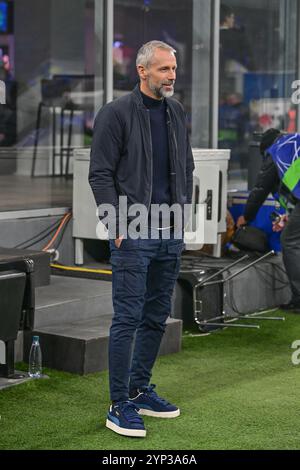 Mailand, Italien. November 2024. Trainer Marco Rose vom RB Leipzig beim UEFA Champions League-Spiel zwischen Inter und RB Leipzig bei Giuseppe Meazza in Mailand. Stockfoto