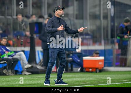 Mailand, Italien. November 2024. Trainer Marco Rose vom RB Leipzig beim UEFA Champions League-Spiel zwischen Inter und RB Leipzig bei Giuseppe Meazza in Mailand. Stockfoto