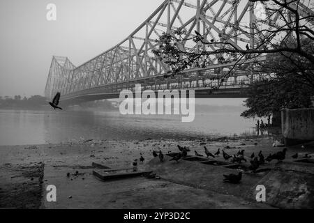 Ein wunderschöner Blick auf eine wunderschöne Brücke der Stadt Kalkutta Stockfoto