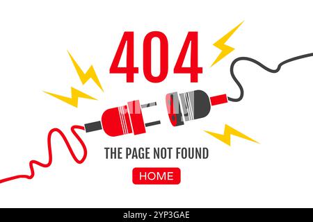 Vektor-Vintage-Illustration von elektrischen Elementen. Fehler 404 für Ihr Webdesign. Stock Vektor