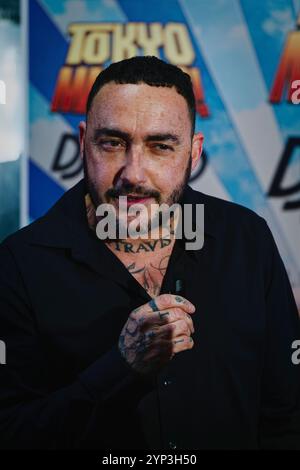 Kinos Proyecciones, Madrid, Spanien. November 2024. Weltweiter Vortrag des Comicbuches „Tokyo Madness“ von Disc Jokey DJ Nano. DJ Nano im Bild. Quelle: EnriquePSans/Alamy Live News Stockfoto