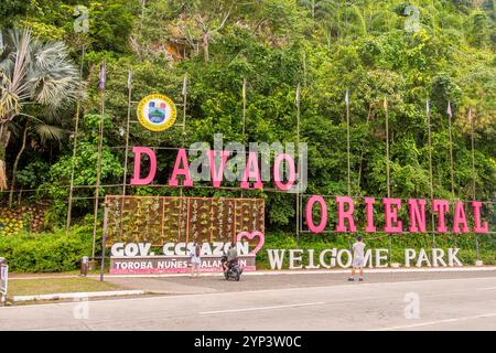 Willkommensschild für Davao Oriental in Mindanao Philippinen Stockfoto