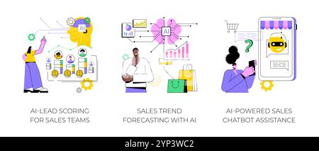 Künstliche Intelligenz im Vertrieb abstrakte Konzeptvektorillustrationen. Stock Vektor