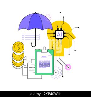KI-optimierte Rückversicherungsstrategien abstrakte Konzeptvektorillustration. Stock Vektor