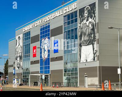 Cardiff, Wales – 14. September 2024: Außenansicht des Fußballstadions Cardiff City FC in Leckwith am Stadtrand Stockfoto