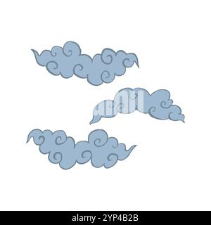 Handgezeichnete, farbige Wolken im Skizzenstil Stock Vektor