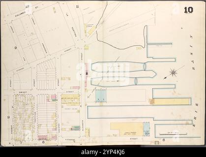 Brooklyn, V. 1, Double Page Plate No. 10 [Karte begrenzt durch Columbia St., Erie Basin, Richards St., Dikeman St., Otsego St., Bay St.] 1884 - 1936 Stockfoto