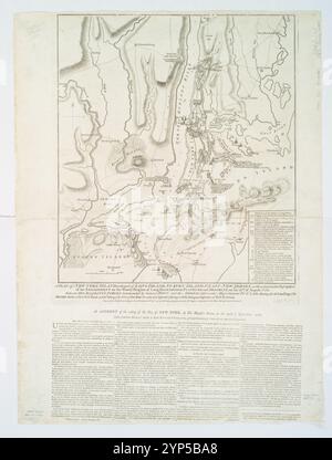 Ein Plan von New York Island, mit Teilen von Long Island, Staten Island und East New Jersey: Mit einer besonderen Beschreibung des Einsatzes auf den Waldhöhen von Long Island, zwischen Flatbush und Brooklyn, am 27. August 1776 zwischen den Truppen seiner Majestät unter General Howe und den Amerikanern unter General Putnam, die auch die Landung der britischen Armee auf New York Island und die Eroberung der Stadt New York &c. Am 15. September darauf, mit der anschließenden Disposition beider Armeen 1776-10-19, durch Faden, Wilhelm, 1749-1836 Stockfoto