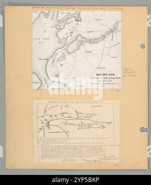 Karte und Plan, um die Schlacht von Long Island am 27. August 1776 1849 zu illustrieren Stockfoto