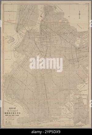 Stadtplan Brooklyn, City of New York 1920 - 1929 von Interstate Map Co. Stockfoto