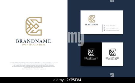 Minimalistisches, luxuriöses E-Logo-Design Stock Vektor