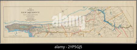 Karte, die die Route des neuen Aquädukts vom Central Park zum Croton Dam zeigt: Zusammen mit den vorgeschlagenen Stauseen, & ca. 1884 Stockfoto