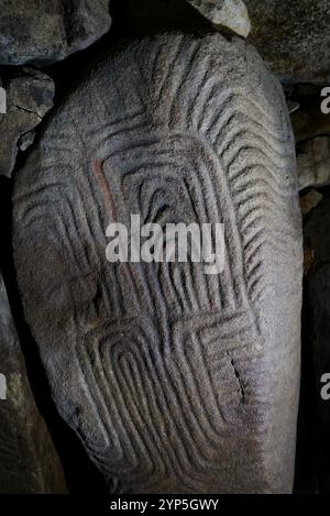 Cairn von Gavrinis, Larmor-Baden, Golfe du Morbihan, Morbihan, Bretagne, Bretagne, Frankreich, Europa Stockfoto