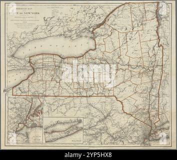 Railroad Map of the State of New York: Zusammen mit dem sechzehnten Jahresbericht des Board of Railroads Commissioners of the State of New York, 1898 1898–1898 von New York (State). Board of Railroad Commissioners Stockfoto