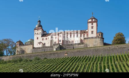 Die historische Festung Marienberg umgeben von Weinbergen oberhalb der Stadt Würzburg am Main in Deutschland Stockfoto