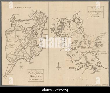 Ein neuer und präziser Plan der Stadt Boston in New England: Ein neuer Plan des Boston Harbor aus einer tatsächlichen Vermessung 1775 Stockfoto