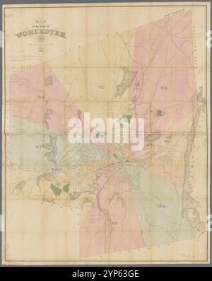 Karte der Stadt Worcester 1874 von Triscott, S. P. Rolt (Samuel Peter Rolt), 1846-1925 Stockfoto