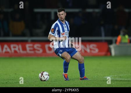 Nathan Sheron von Hartlepool United spielte am Dienstag, den 26. November 2024, im Victoria Park in Hartlepool, während des Spiels der Vanarama National League zwischen Hartlepool United und AFC Fylde. (Foto: Mark Fletcher | MI News) Credit: MI News & Sport /Alamy Live News Stockfoto