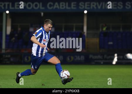 David Ferguson von Hartlepool United spielte während des Spiels der Vanarama National League zwischen Hartlepool United und AFC Fylde im Victoria Park, Hartlepool am Dienstag, den 26. November 2024. (Foto: Mark Fletcher | MI News) Credit: MI News & Sport /Alamy Live News Stockfoto