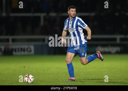 Nathan Sheron von Hartlepool United spielte am Dienstag, den 26. November 2024, im Victoria Park in Hartlepool, während des Spiels der Vanarama National League zwischen Hartlepool United und AFC Fylde. (Foto: Mark Fletcher | MI News) Credit: MI News & Sport /Alamy Live News Stockfoto