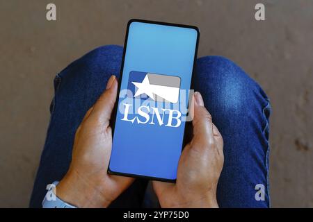 In dieser Abbildung wird das Logo der Lone Star National Bank (LSNB) auf einem Smartphone-Bildschirm angezeigt Stockfoto