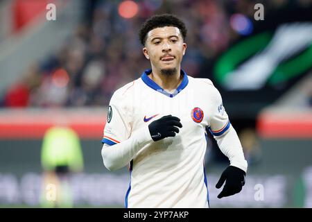 Heidenheim, Deutschland. November 2024. Bild v.l.: Jadon Sancho (FC Chelsea, 19), 28.11.2024, Fussball, UEFA Conference League, 1. FC Heidenheim - FC Chelsea, GER, Heidenheim, Voith-Arena. Quelle: dpa/Alamy Live News Stockfoto