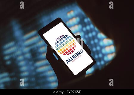 In dieser Abbildung wird das Allegro Microsystems Logo auf einem Smartphone-Bildschirm angezeigt Stockfoto