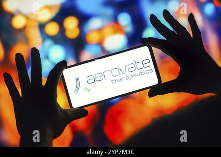 In dieser Abbildung wird das Logo von Aerovate Therapeutics auf einem Smartphone angezeigt Stockfoto