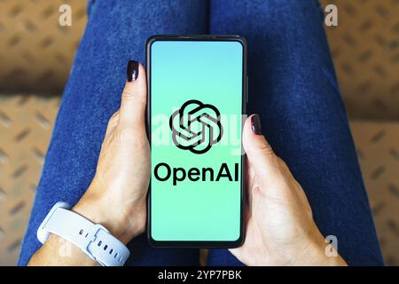 In dieser Abbildung wird das OpenAI-Logo auf einem Smartphone-Bildschirm angezeigt Stockfoto