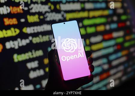 In dieser Abbildung wird das OpenAI-Logo auf einem Smartphone-Bildschirm angezeigt Stockfoto