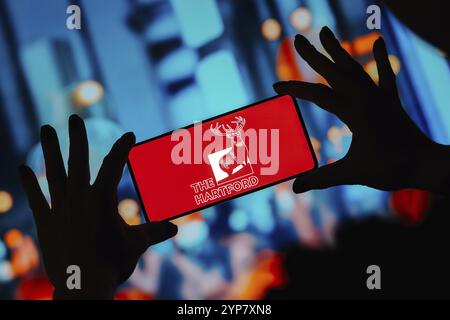 In dieser Abbildung wird das Hartford Financial Services-Logo auf einem Smartphone-Bildschirm angezeigt Stockfoto