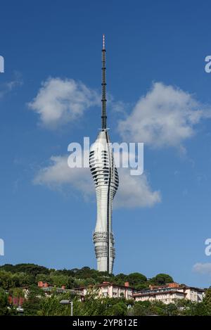 ISTANBUL, TÜRKEI - 24. NOVEMBER 2024: Neuer Kucuk Camlica TV Radio Tower, ein Telekommunikationsturm mit Aussichtsplattformen und Restaurants in Uskudar d Stockfoto