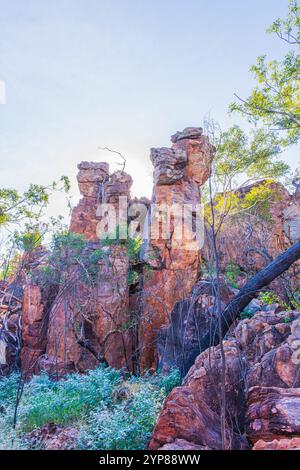 Die einzigartigen Sandsteinformationen der Southern Lost City wurden von Wind und Regen gemeißelt. Stockfoto