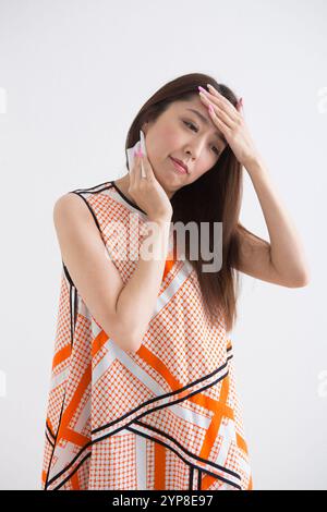 Frau mit Schweißtüchern Stockfoto