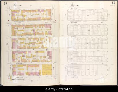 Brooklyn V. 3, Plate No. 55 [Karte begrenzt durch Skillman St., Park Ave., Nostrand Ave., Myrtle Ave.] 1884 - 1936 Stockfoto