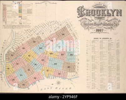 Versicherungskarten der Stadt Brooklyn, New York, Band 4. Veröffentlicht von der Sanborn MAP co. 117, Broadway, New York. 1887. 1884 - 1936 Stockfoto