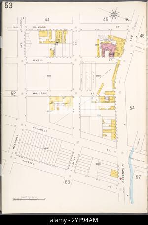 Brooklyn V. 4, Platte Nr. 53 [Karte begrenzt durch Diamond St., Greenpoint Ave., Russell St., Meserole Ave.] 1884 - 1936 Stockfoto