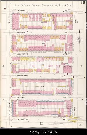 Brooklyn V. 5, Platte Nr. 10 [Karte begrenzt durch Dekalb Ave., Reid Ave., Lexington Ave., Stuyvesant Ave.] 1884 - 1936 Stockfoto